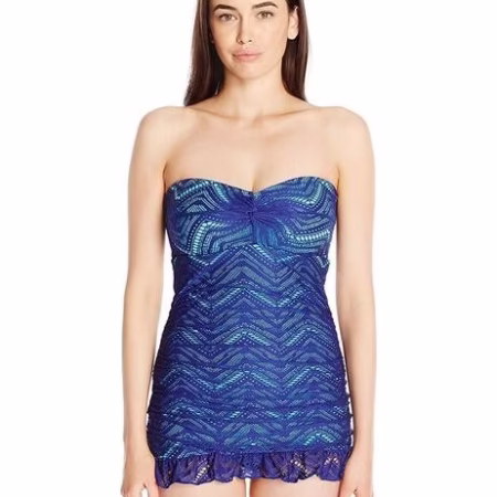 Women’s Crochet Lace Bandeau Dresskini Blue Size 12