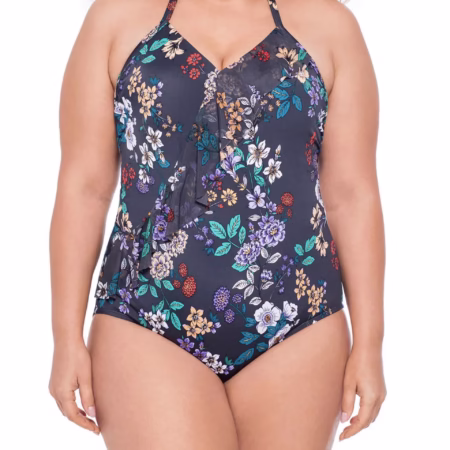 Women’s Plus Size Rooting For You Floral One-Piece Swimsuit 2X (20W–22W)