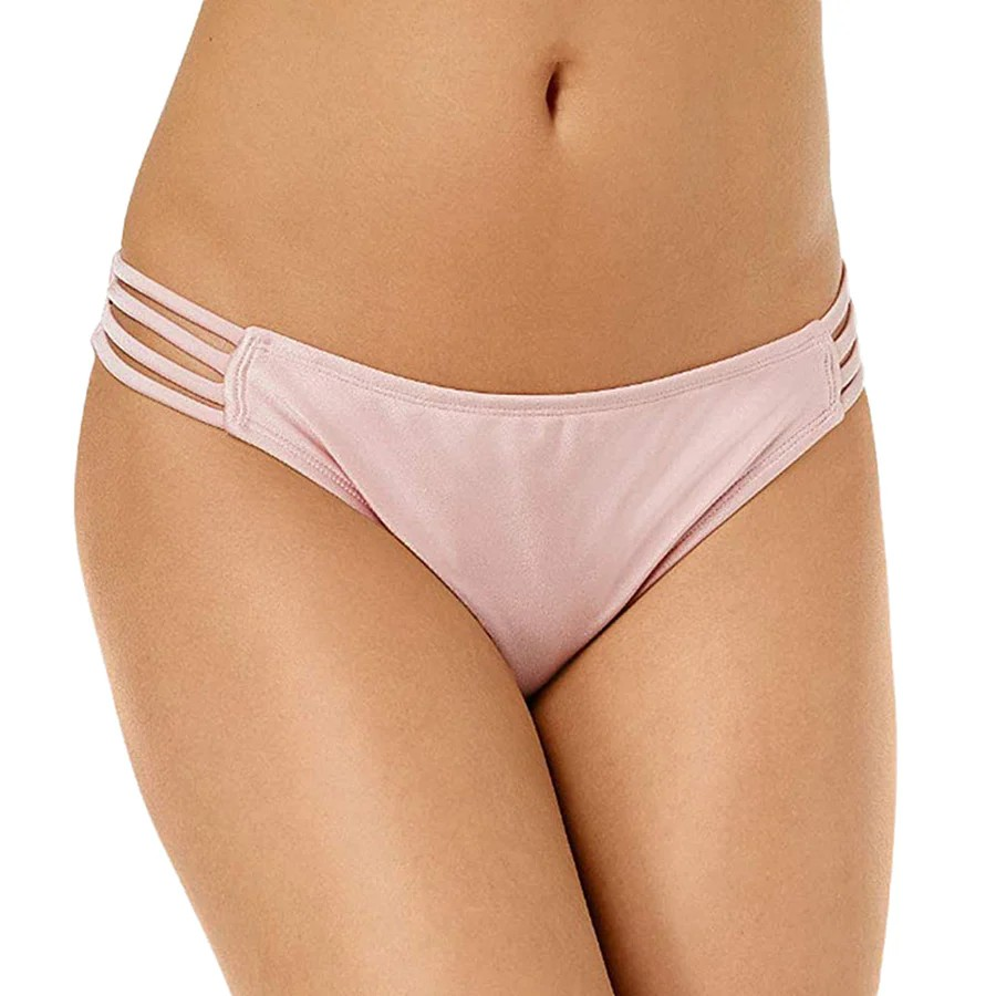 Women’s Solid Color Strappy Hipster Bikini Bottom Pink XS