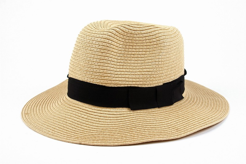 Women's Wide Brim Straw Fedora Hat, One Size
