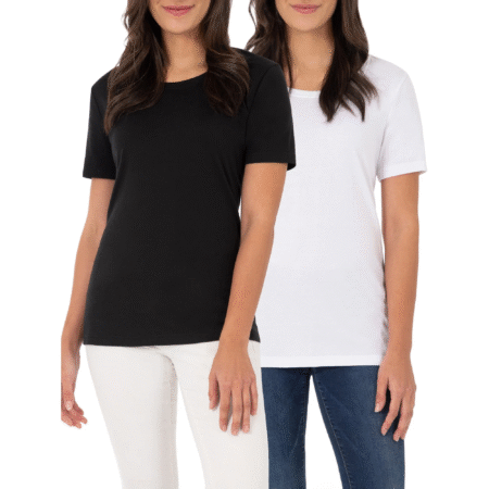 Women’s Short Sleeve Crewneck T-Shirts 2-Pack Black Soot & Arctic White L – Everyday Comfort in a Classic Fit
