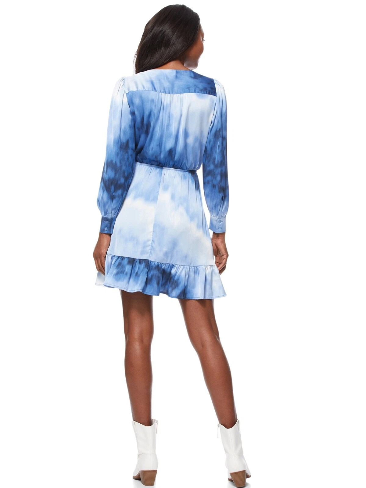 Women’s Wrap Dress with Ruffle Blue Ombre S (4–6) – Lightweight, Flattering & Perfect for Any Occasion - Image 3