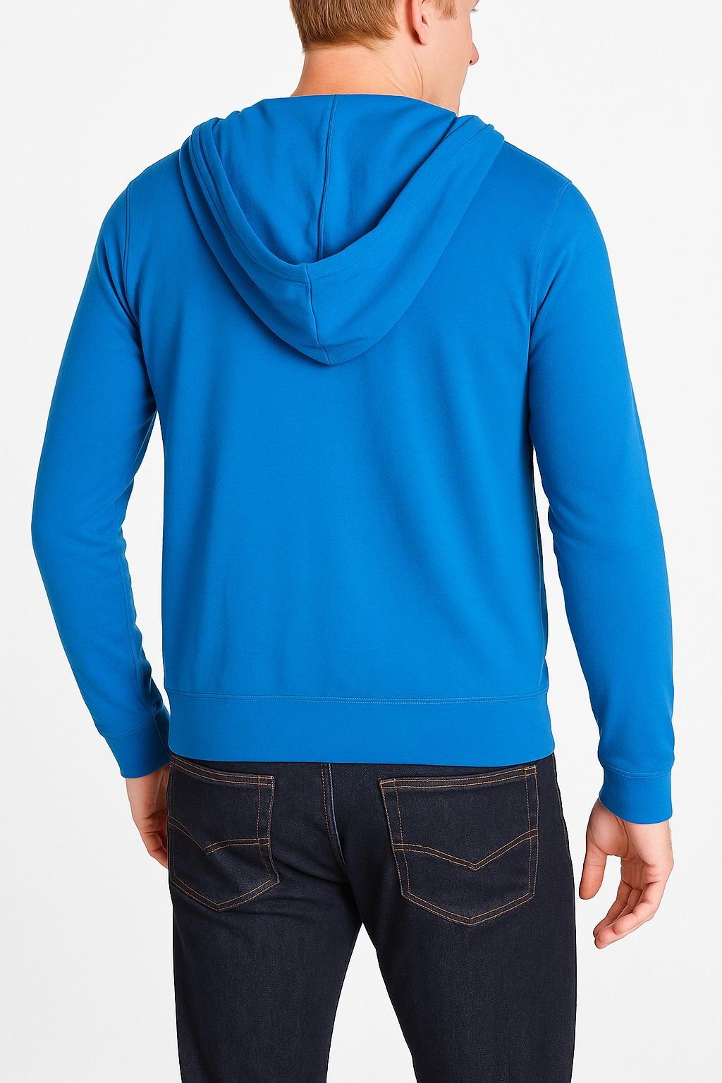 Men’s Solid Royal Blue Hoodie with Contrast Drawcord Medium, 100% Cotton - Image 2