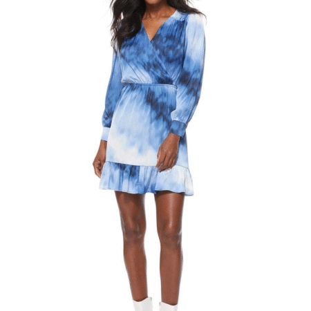 Women’s Wrap Dress with Ruffle Blue Ombre S (4–6) – Lightweight, Flattering & Perfect for Any Occasion