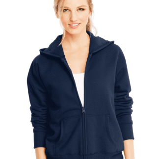 Women's ComfortSoft EcoSmart Full-Zip Hoodie Sweatshirt, Navy, M