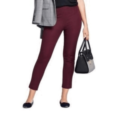 Women’s Skinny High Rise Ankle Pants, Burgundy, 10