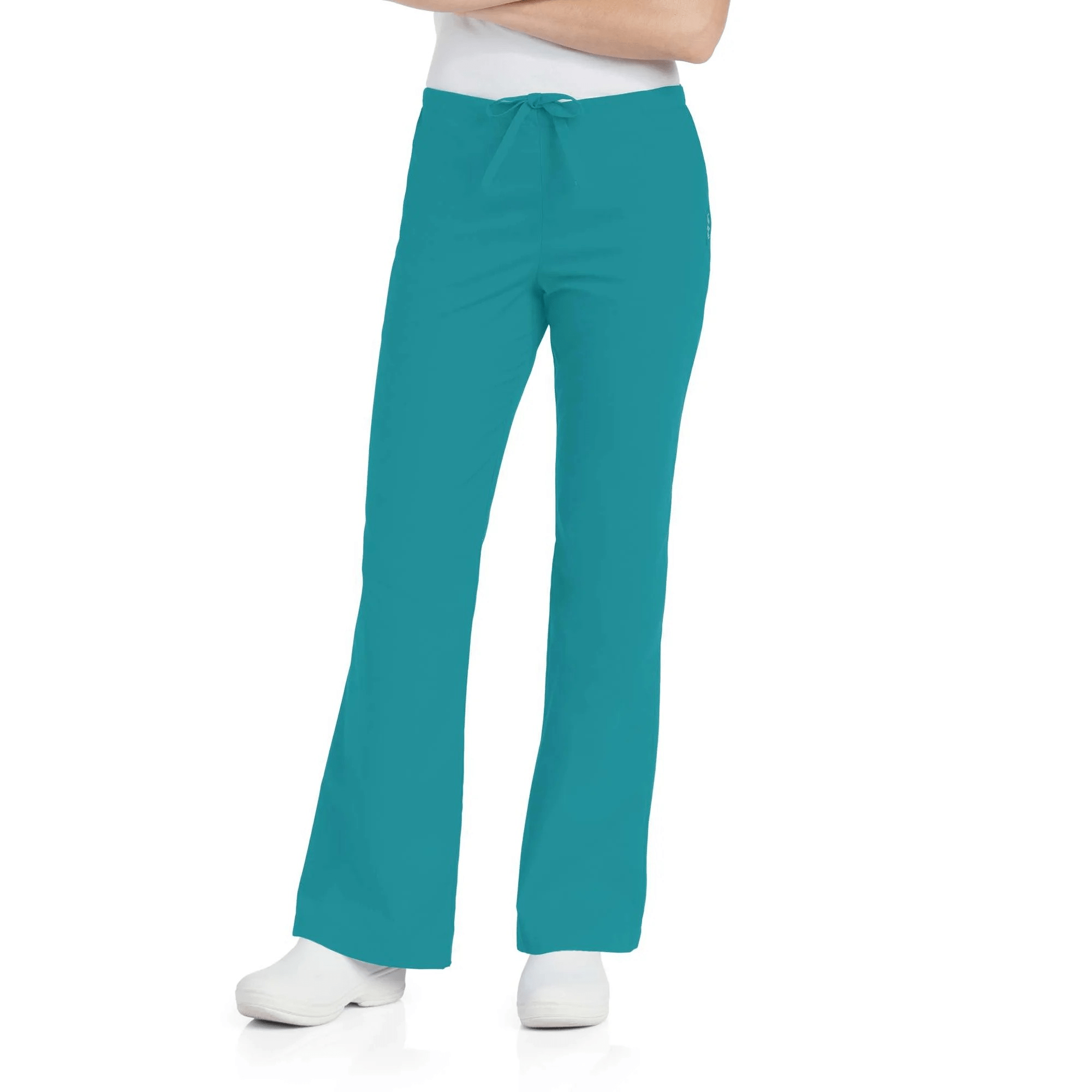 Landau Women’s Natural Flare Leg Scrub Pants, Teal, M Petite