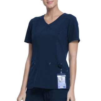 Scrubstar Women’s Fashion Premium Performance Mock Wrap Scrub Top, Indigo, L