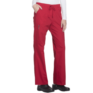 Scrubstar Women’s Core Essentials Brushed Poplin Drawstring Cargo Scrub Pants, Classic Red, S