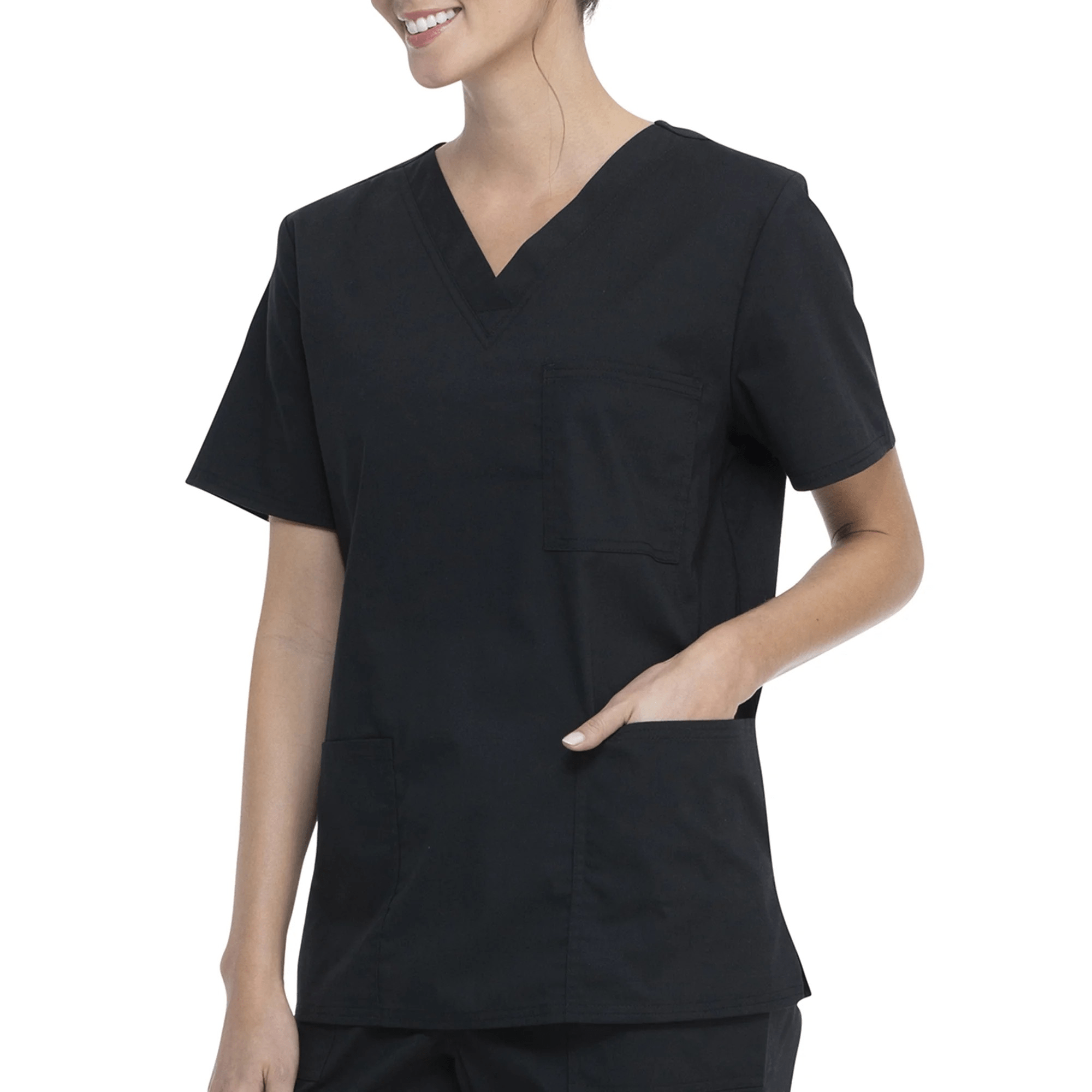 Scrubstar Core Essentials Unisex V-Neck Scrub Top, Black, L