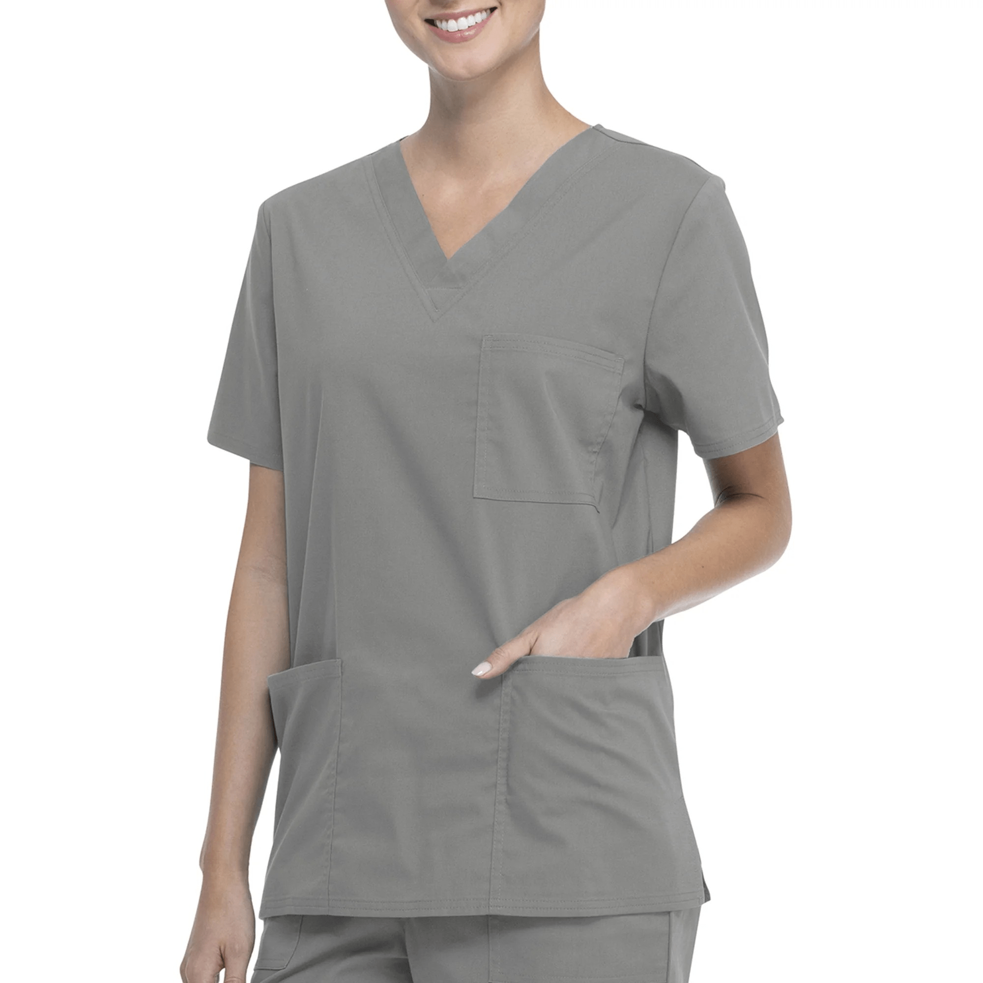 Unisex Scrubstar Breathable Polyester V-Neck Scrub Top, Grey, L