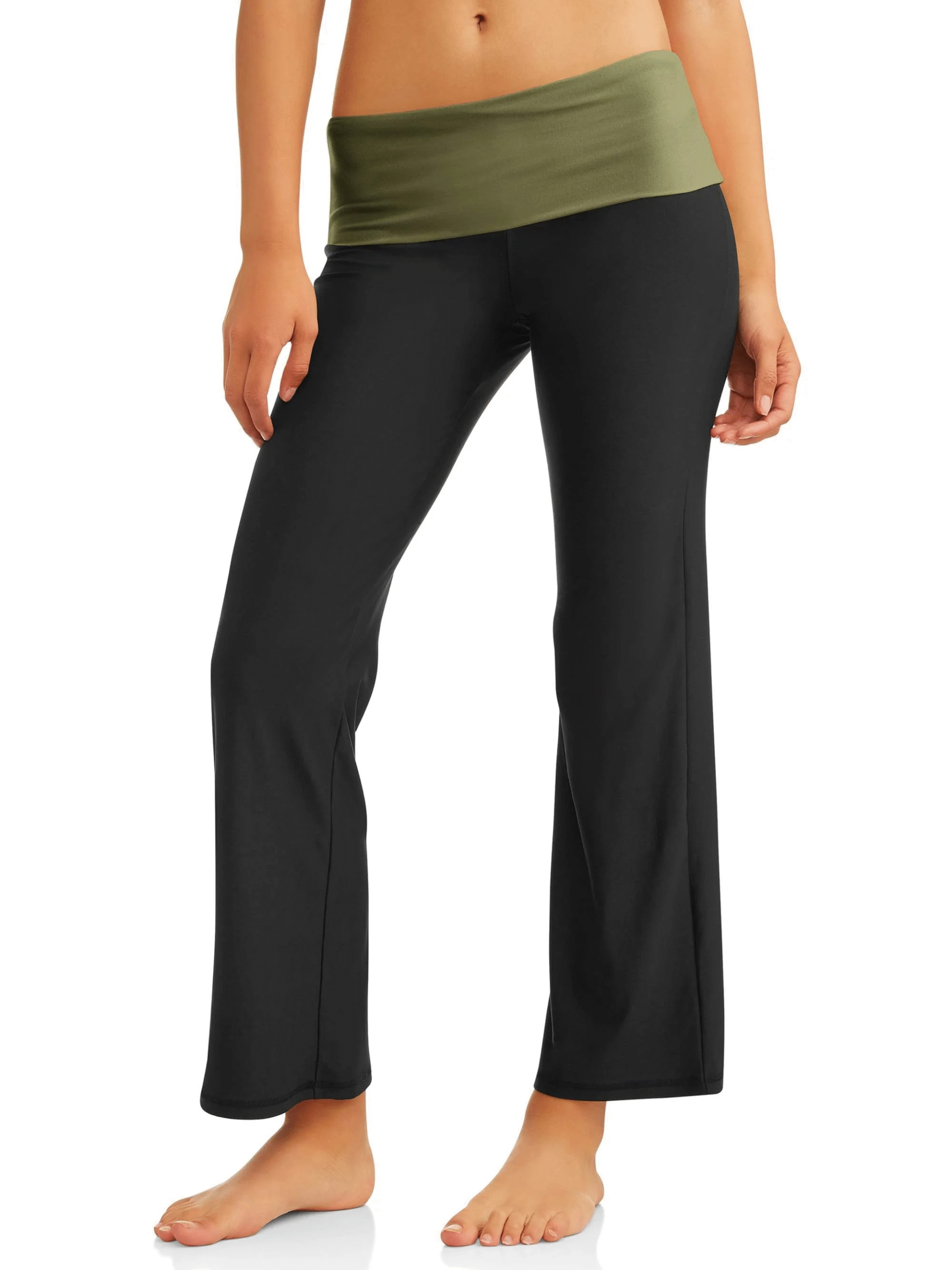 No Boundaries Juniors Flare Yoga Pants, Olive Branch, S (3–5)