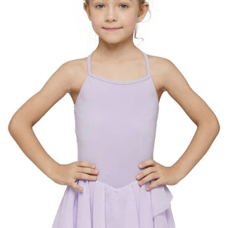 Girls Spaghetti Strap Ballet Leotard with Layered Tulle Skirt, Purple, XS