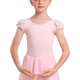 Girls Petal Sleeve Skirted Leotard, Pink, M