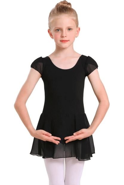 Toddler Girls Petal Sleeve Skirted Leotard Black XS