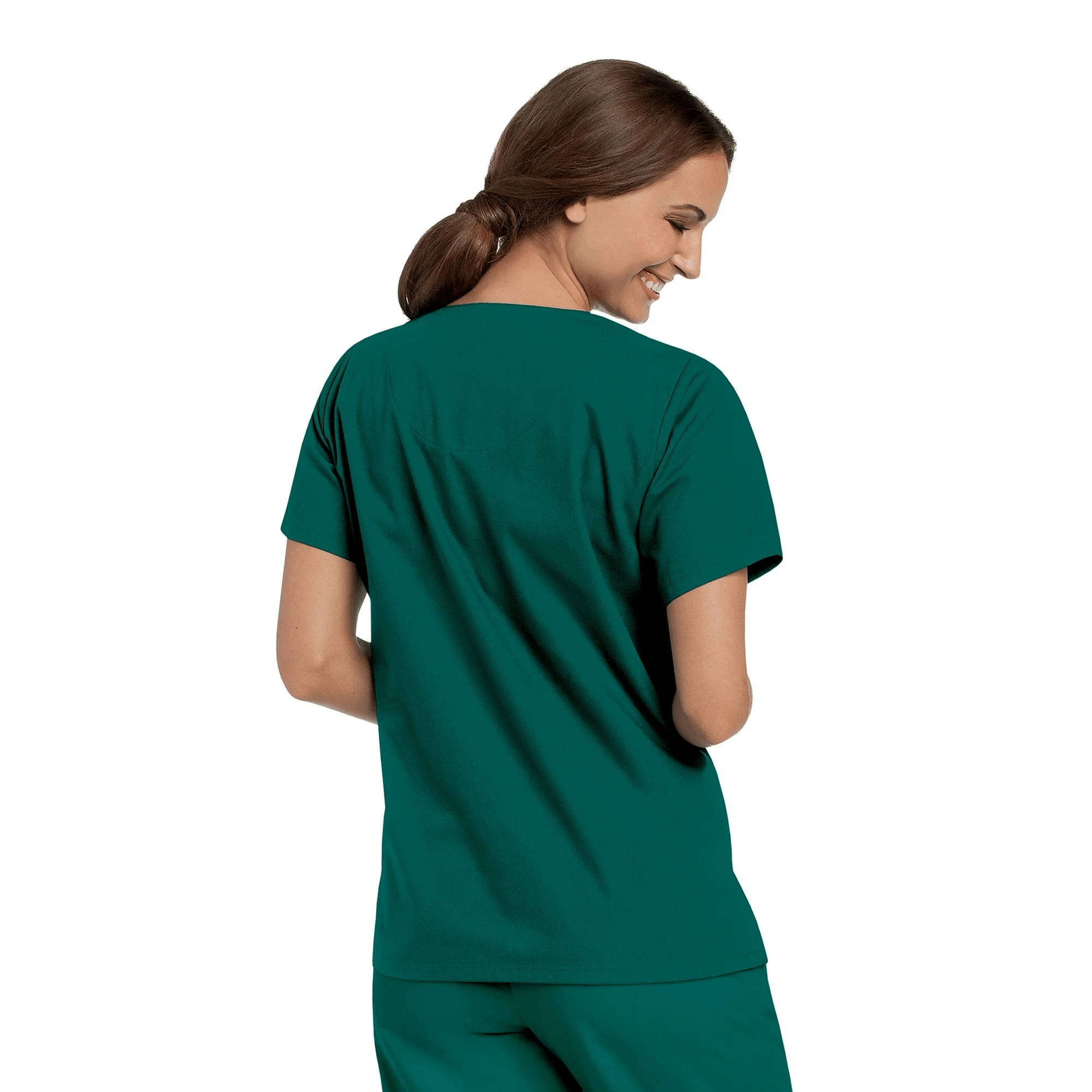 Landau Women’s V-Neck Tunic Scrub Top, Hunter Green, Size XXL - Image 2