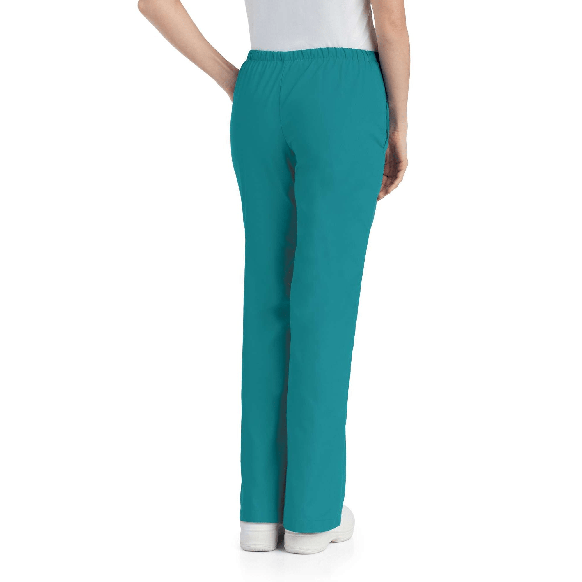 Landau Women’s Natural Flare Leg Scrub Pants, Teal, M Petite - Image 2