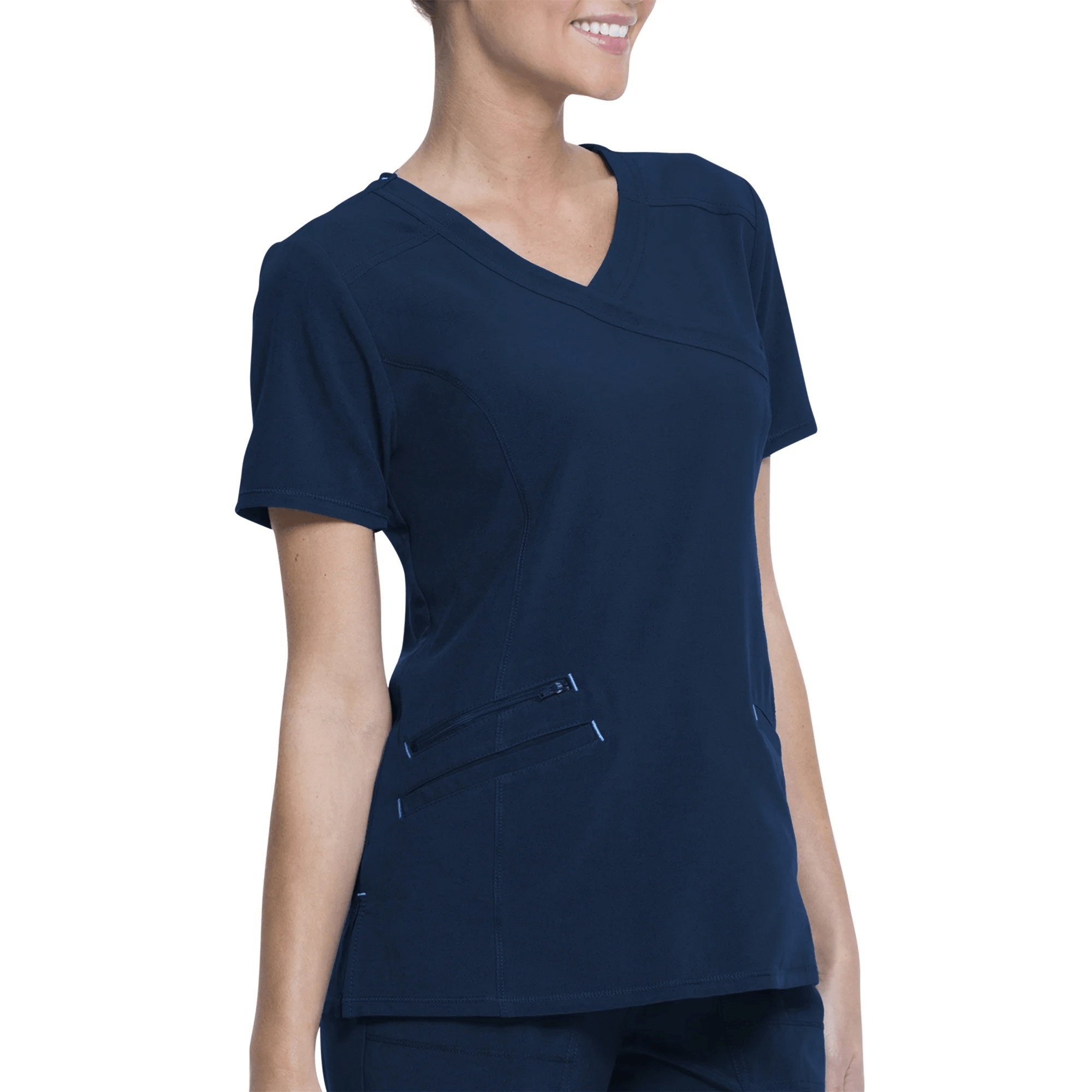Scrubstar Women’s Fashion Premium Performance Mock Wrap Scrub Top, Indigo, L - Image 2