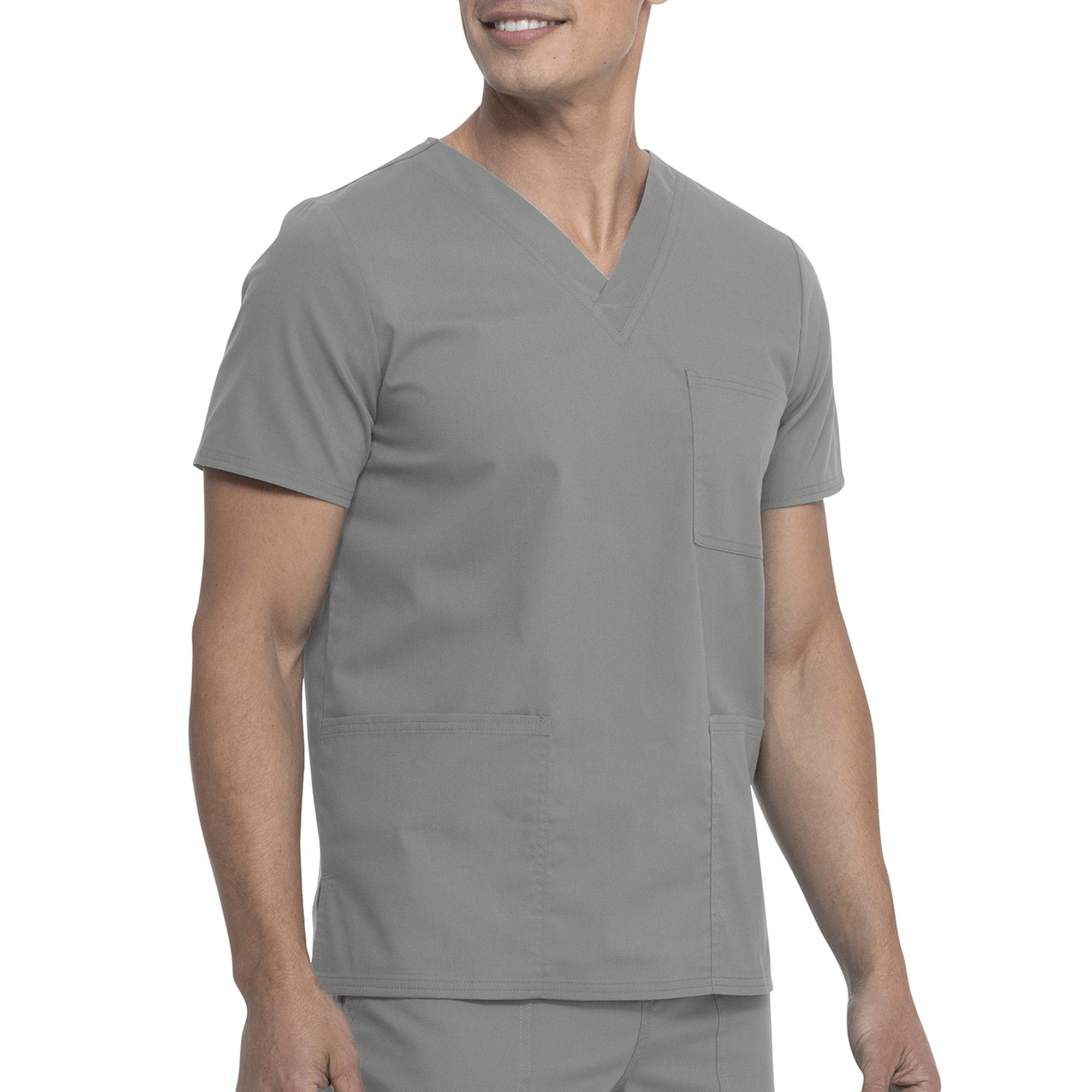 Unisex Scrubstar Breathable Polyester V-Neck Scrub Top, Grey, L - Image 2
