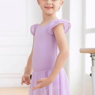 Toddler Girl Flutter Sleeve Ballet Leotard, Purple, XS
