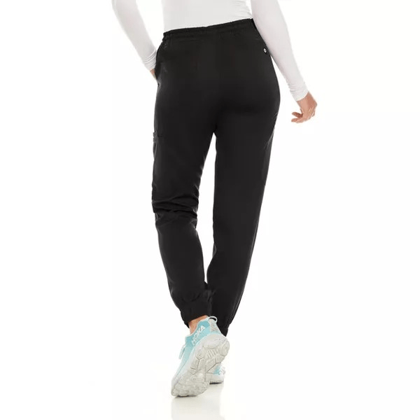 Medichic Women’s Seven Pocket Cargo Scrub Pants Joggers with 4-Way Stretch, Black, M - Image 3
