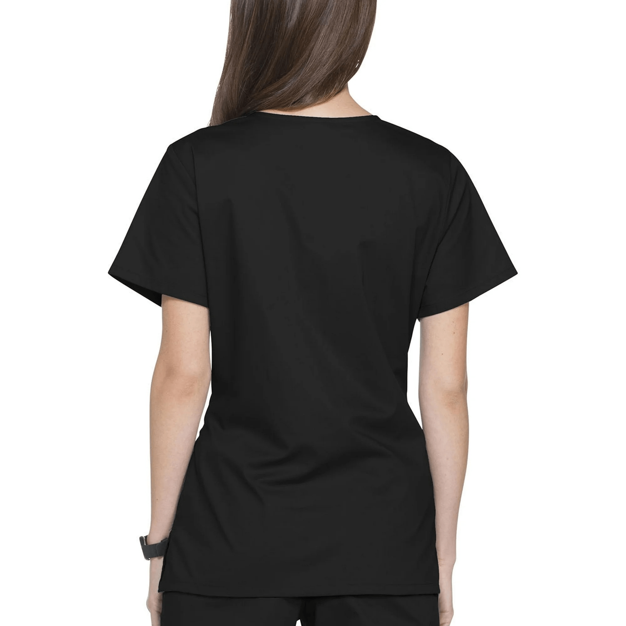 Scrubstar Women’s Premium Collection Mock Wrap Stretch Scrub Top, Black, Size XS - Image 2