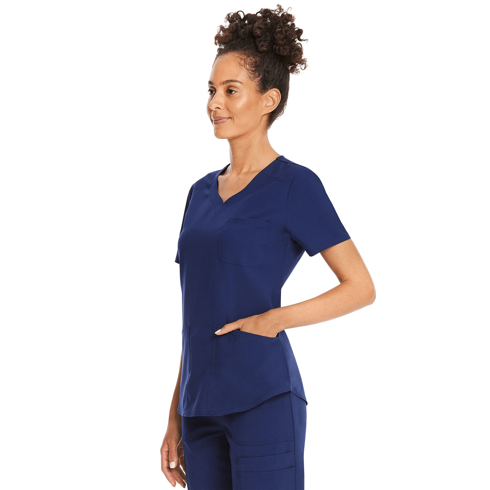 Scrubstar Women’s Core Essentials Sweetheart V-Neck Scrub Top, Indigo Blue, Size S - Image 3