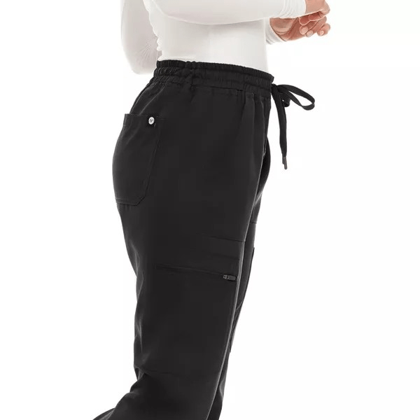 Medichic Women’s Seven Pocket Cargo Scrub Pants Joggers with 4-Way Stretch, Black, M - Image 5