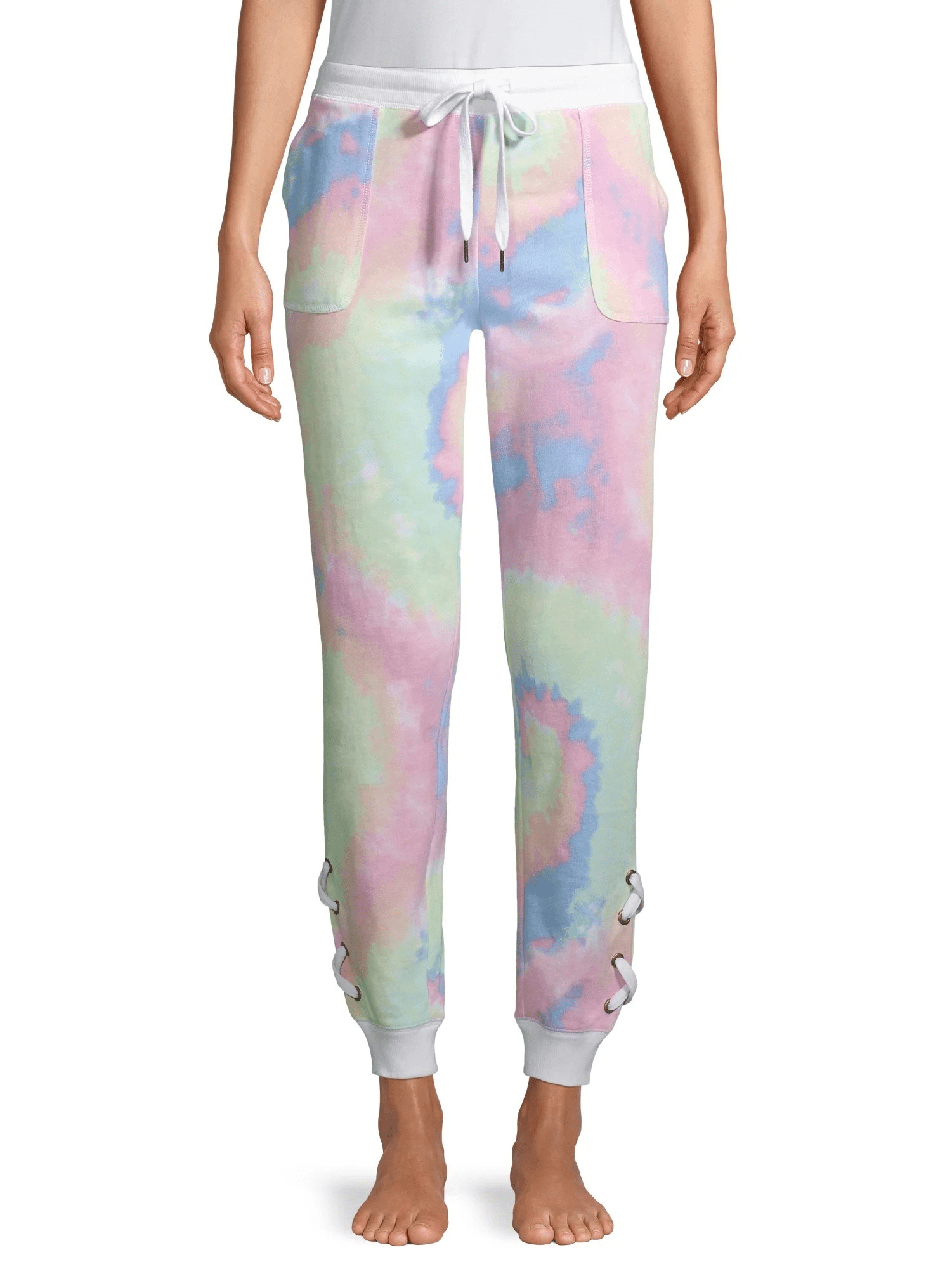 Secret Treasures Women’s Sleepwear Lounge Lace-Up Jogger Sweatpants, Multi, L (12–14)