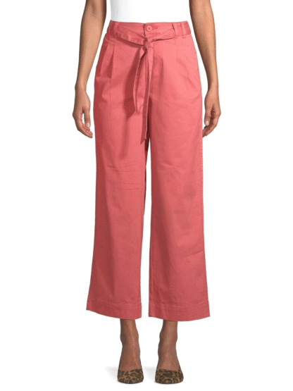 Time and Tru Women’s Self-Belt Soft Pants, Red (Size 12)