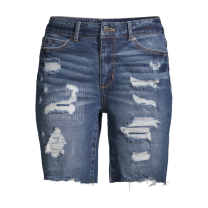 No Boundaries Women’s Boyfriend Bermuda Jean Shorts, Medium Wash, Size 15 - Image 2