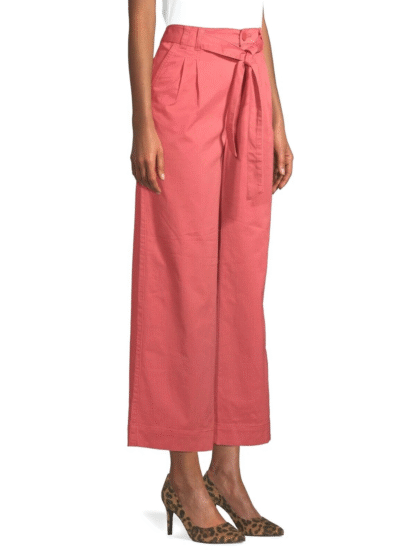 Time and Tru Women’s Self-Belt Soft Pants, Red (Size 12) - Image 2
