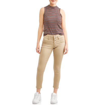 No Boundaries Juniors Triple Stack Skinny Jeans, Khaki, 5 - Image 4