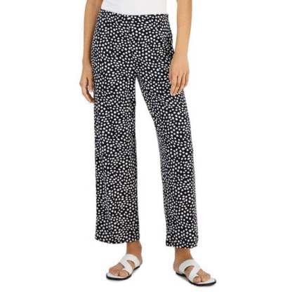 Alfani Petite Cropped Printed Soft Pants, Soft Grid (Black/White), Petite Large (10P–12P)