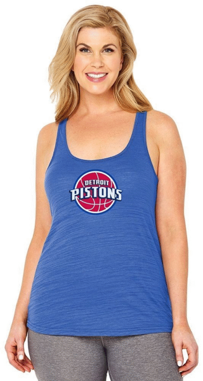 Women’s NBA Detroit Pistons Curvy Tank Top, Royal Blue, 2XL