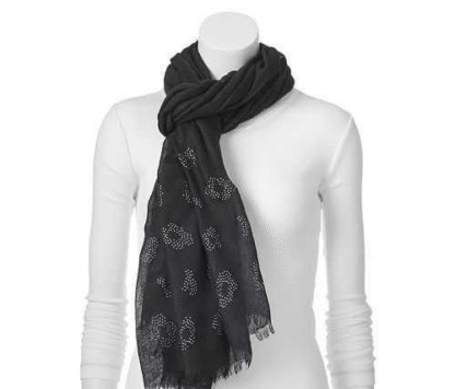 Jennifer Lopez Women’s Leopard Sequin Oblong Scarf, Black