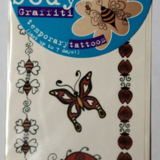 NailRage Body Graffiti Temporary Tattoos, #55393 Butterfly, Ladybug & Bee Designs