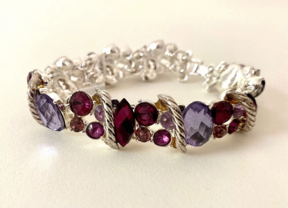 Napier Vintage Amethyst Sparkle Silver-Tone Bracelet (7.5”), New in box - Image 3