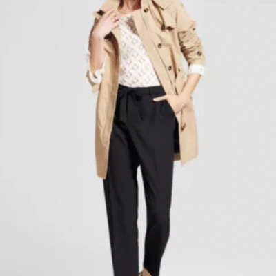 A New Day Women’s Straight-Leg Tie-Waist Crepe Pants, Black, M
