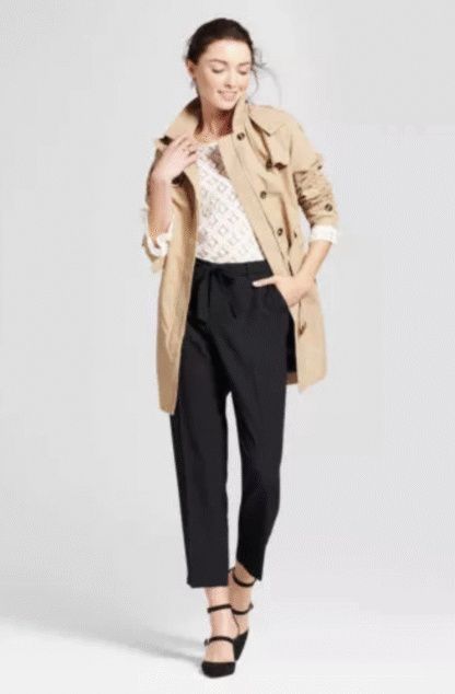 A New Day Women’s Straight-Leg Tie-Waist Crepe Pants, Black, M