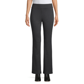 Time and Tru Women’s Petite Knit Bootcut Pants, Black, Size L (12–14)