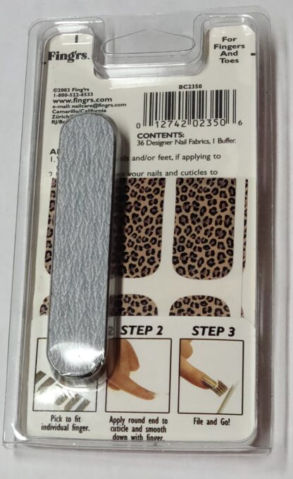 Fingrs Designer Nail Fabrics Leopard Print Nail Wraps 36 Count with Buffer #2350 - Image 2