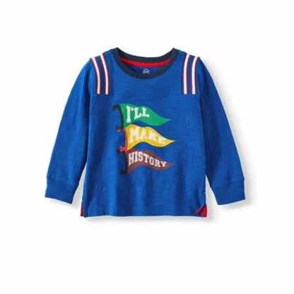 Wonder Nation Toddler Boys Long Sleeve Tee, Blue, 2T - Image 3
