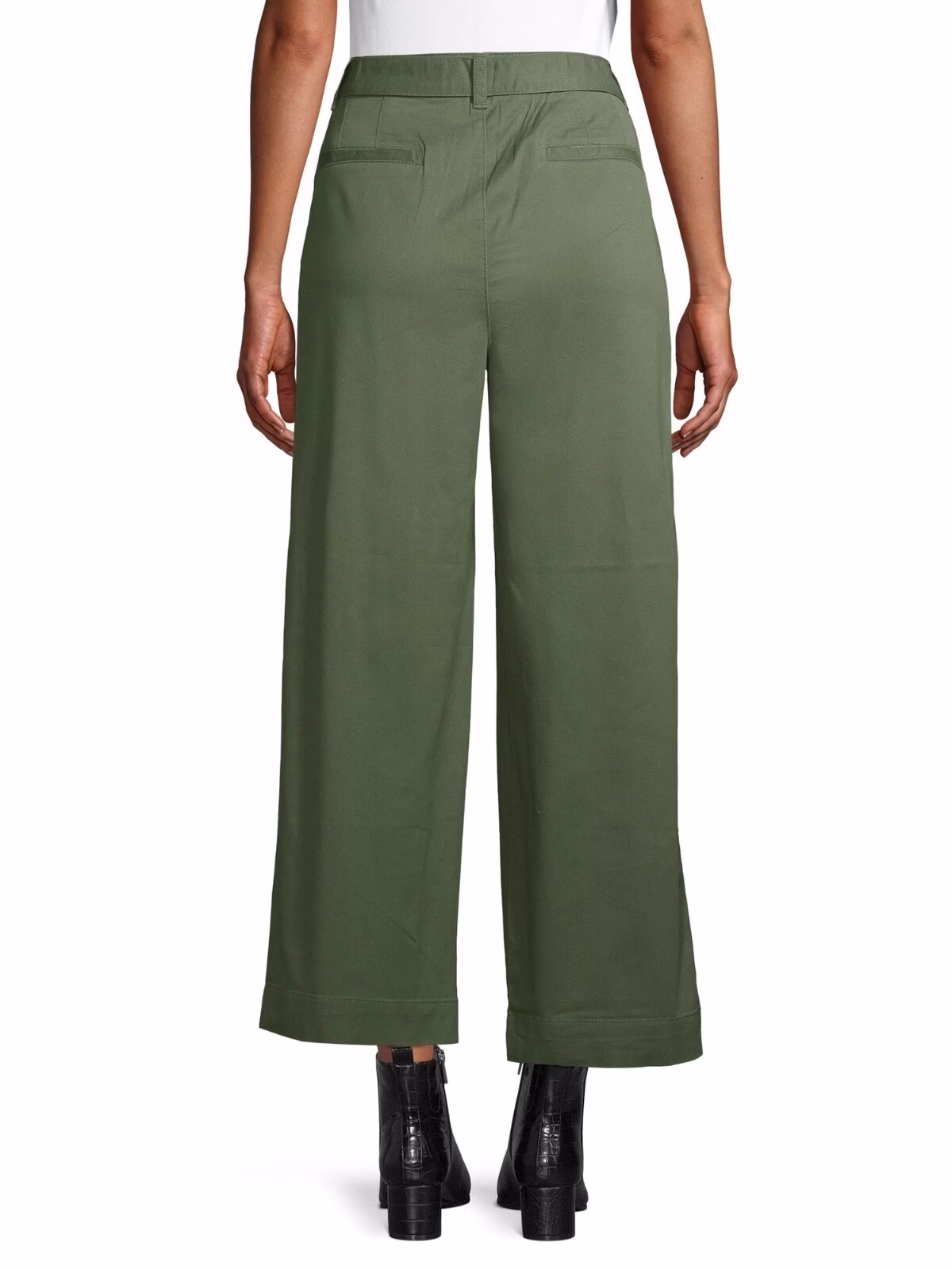 Time and Tru Women's Wide-Leg Self Belt Pants, Green, Size 14 - Image 3