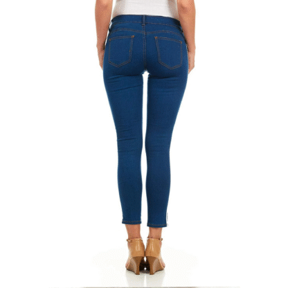 Cover Girl Women’s Medium Blue & White Varsity Side Stripe Skinny Jeans, Size 5/6 - Image 4