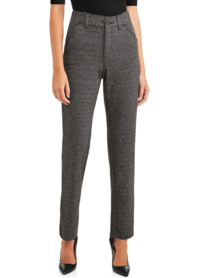 Time and Tru Women’s Knit Trouser Pants, Herringbone Tweed, Size 14 - Image 4