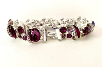 Napier Vintage Amethyst Sparkle Silver-Tone Bracelet (7.5”), New in box - Image 7