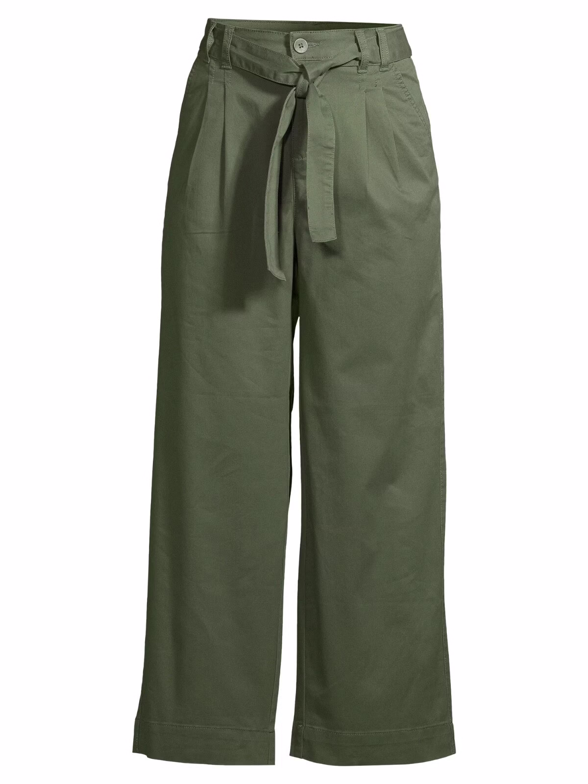 Time and Tru Women's Wide-Leg Self Belt Pants, Green, Size 14 - Image 5